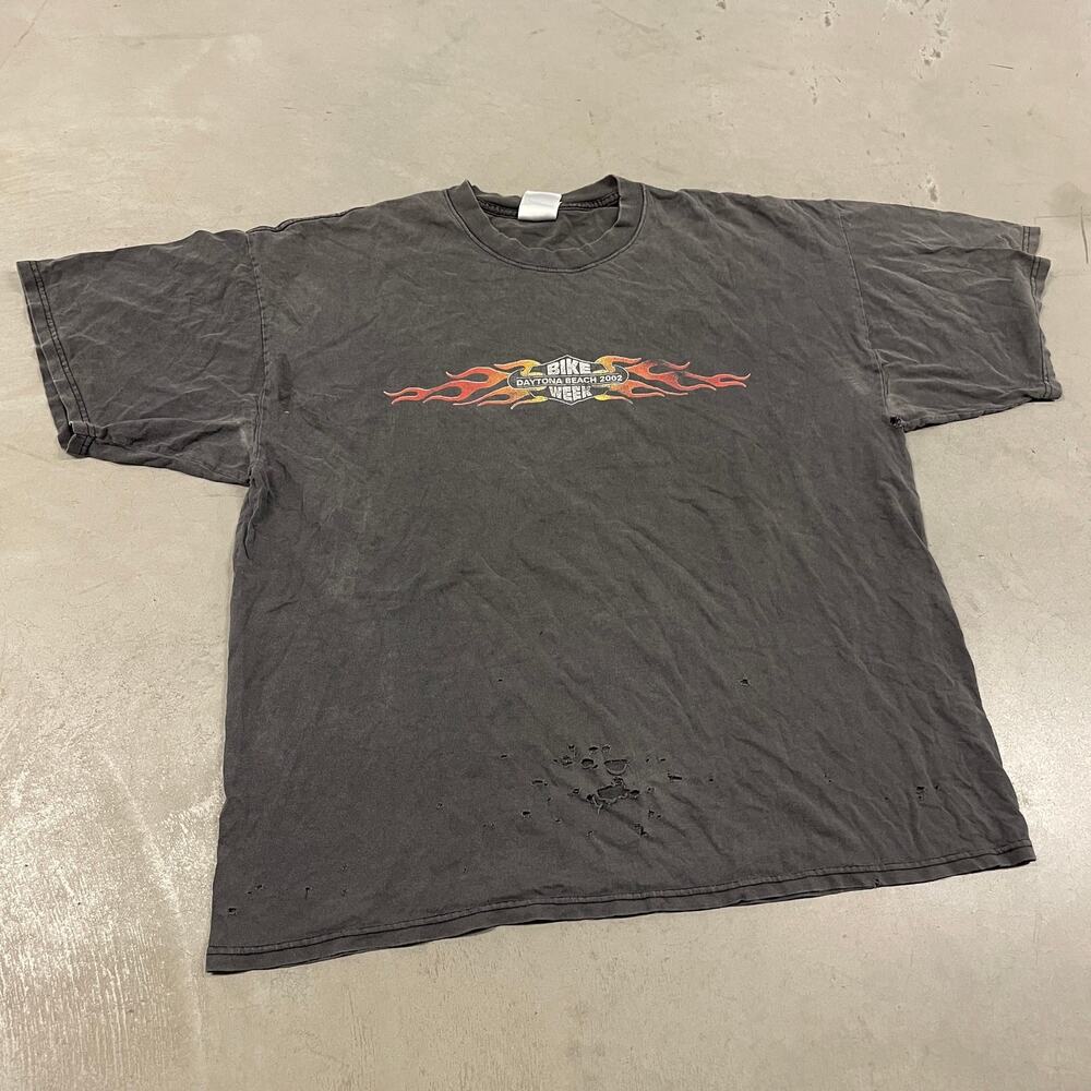 Vintage 90s faded black Harley Davidson style bike week motorcycle t-shirt